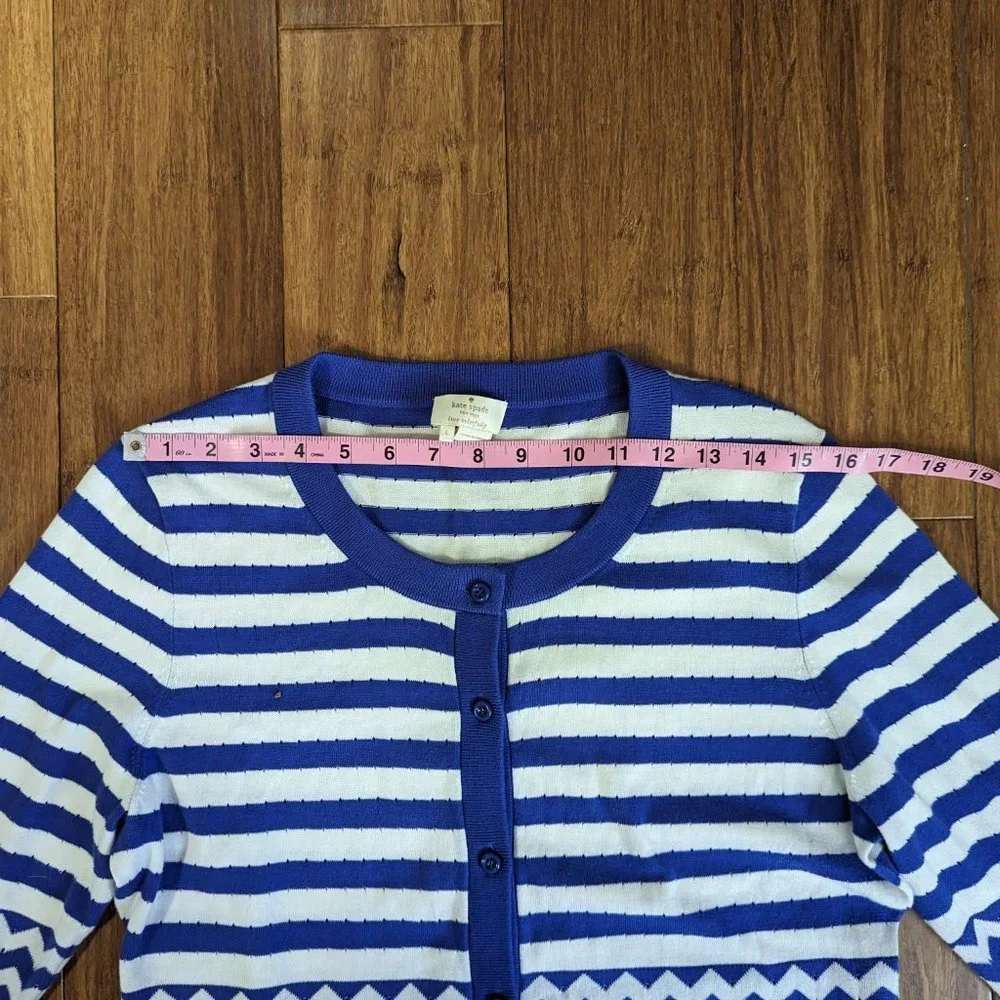 Kate Spade Blue & White Striped Cardigan Sweater